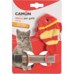 Camon Rotaļlieta kaķiem - plīša zivtiņa ar kaķumētru tūbiņā, 10cm