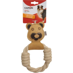 Camon Rotaļlieta Suņiem - Ādas lacitis ar kokvilnas virvi 25 cm