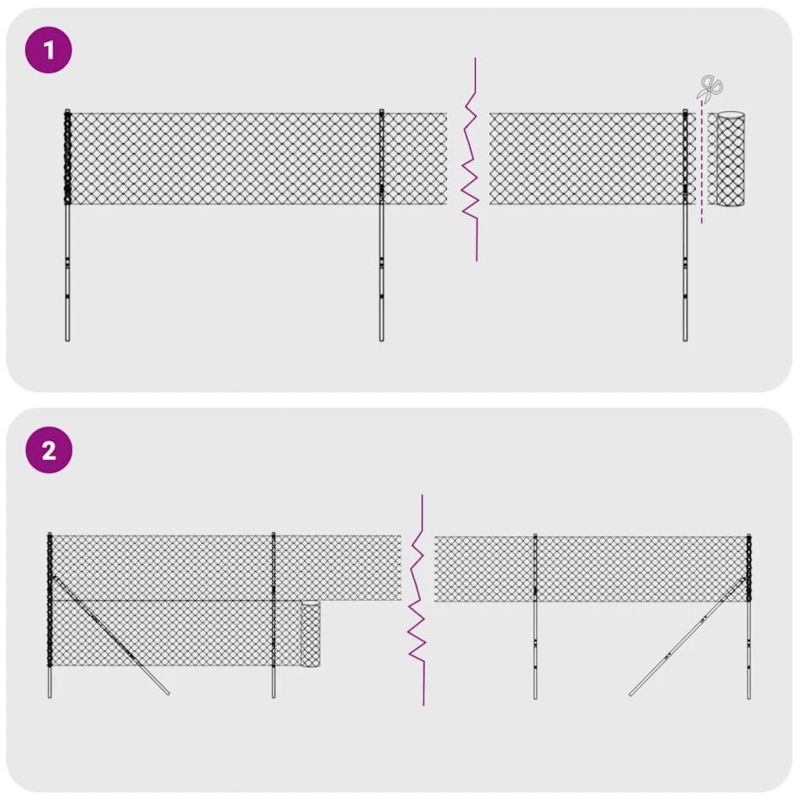 vidaXL stiepļu žogs ar zemes mietiņiem, antracītpelēks, 1,8x25 m
