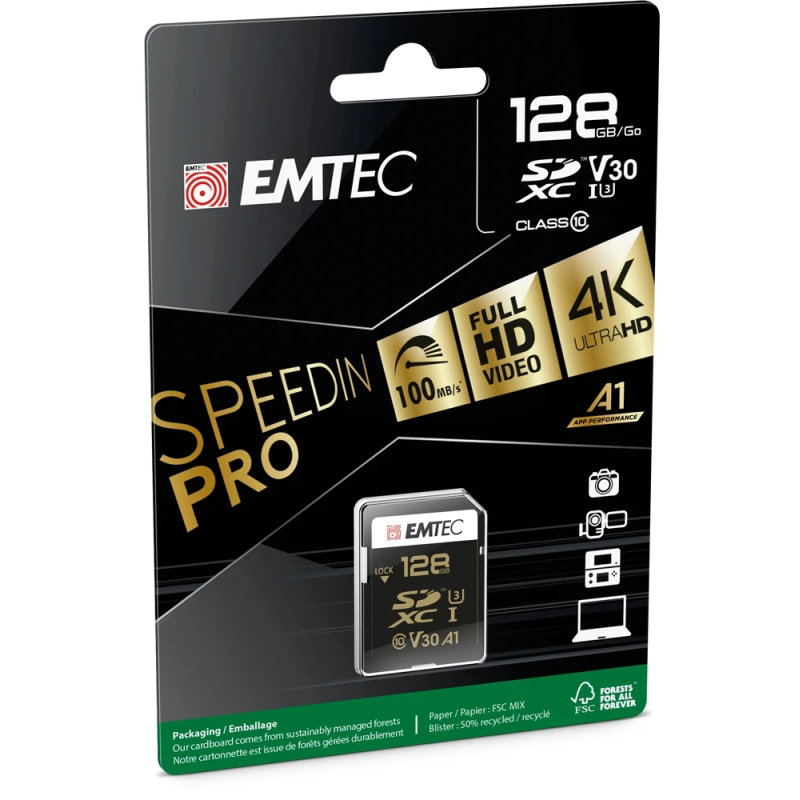 Emtec SDXC 128GB UHS-I U3 SpeedIN Pro