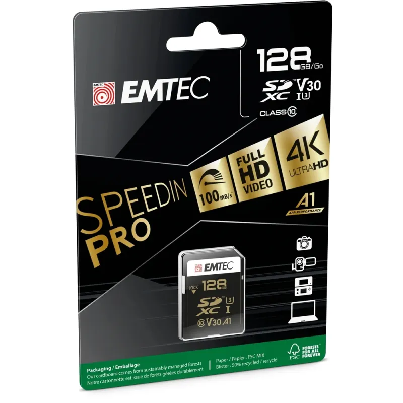 Emtec SDXC 128GB UHS-I U3 SpeedIN Pro