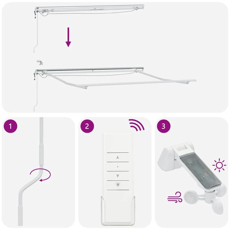 vidaXL automātiski izvelkama markīze, LED, vīnsarkana, 300x250 cm