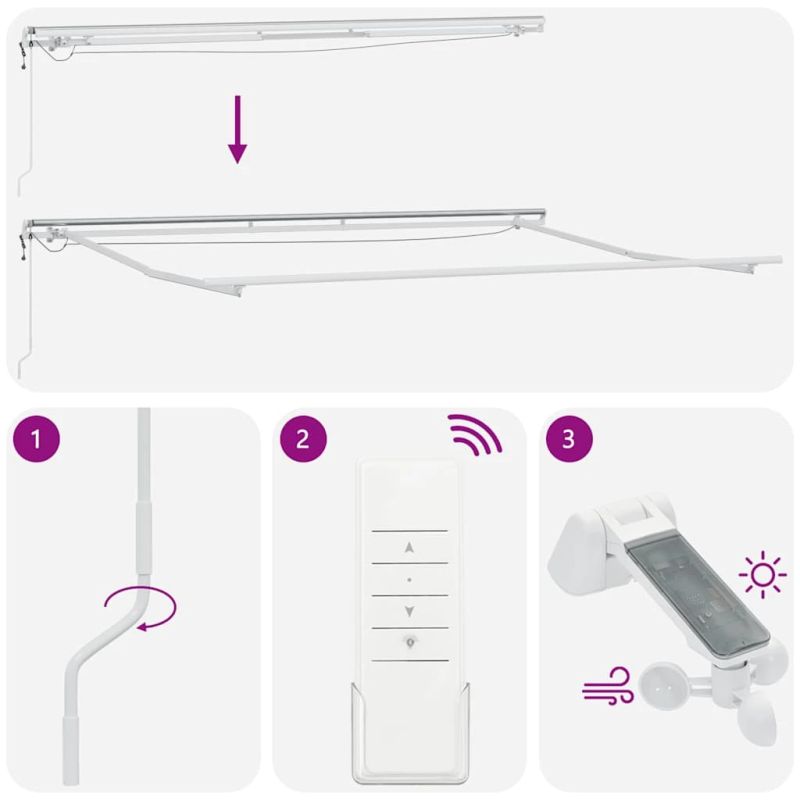 vidaXL izvelkama markīze ar LED, 400x300 cm, automātiska, vīnsarkana