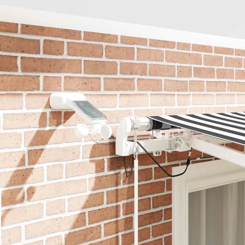 vidaXL automātiski izvelkama markīze, LED, pelēka un balta, 300x250 cm