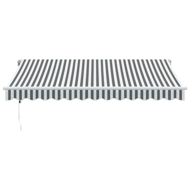 vidaXL automātiski izvelkama markīze, LED, pelēka un balta, 350x250 cm