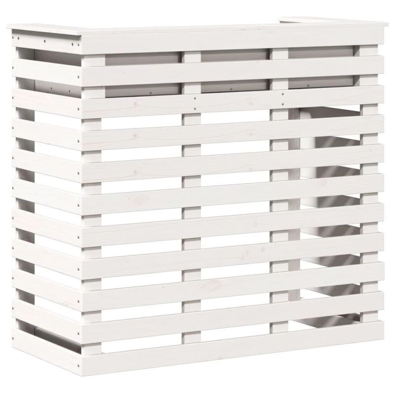 vidaXL āra bāra galds, balts, 113,5x50x103 cm, priedes masīvkoks