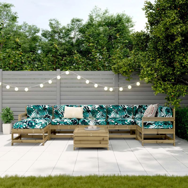 vidaXL 8-daļīgs dārza dīvānu komplekts, impregnēts priedes koks