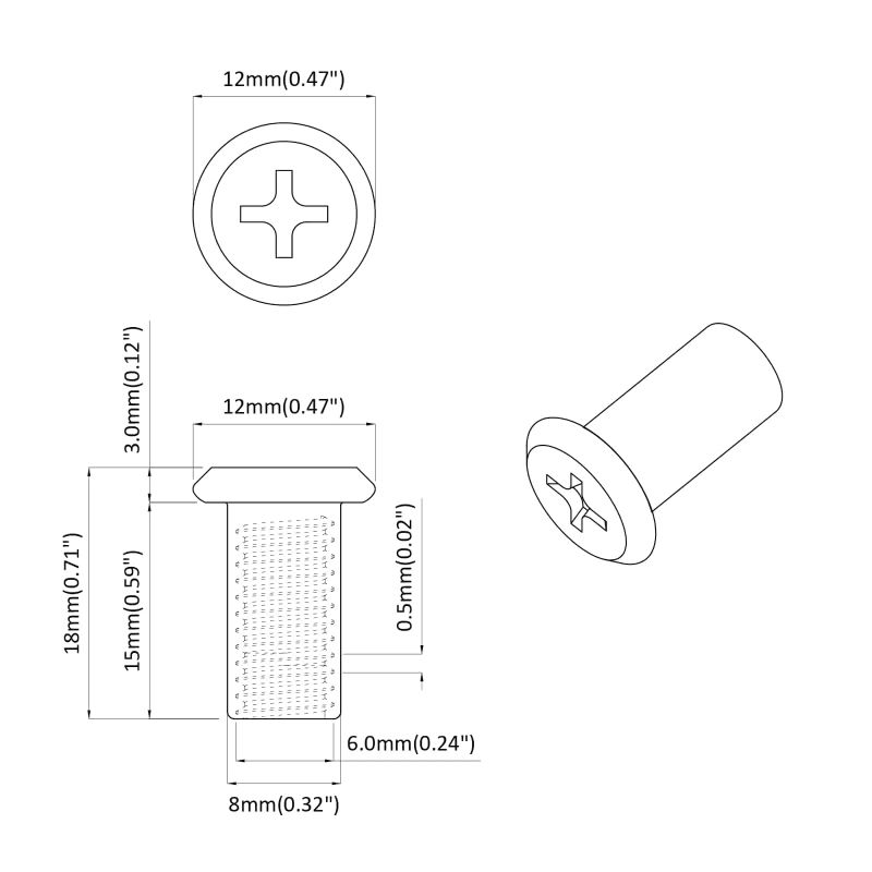vidaXL Bloķējošais uzgrieznis 12 pcs Niķelis M6 x 15 mm Tērauds