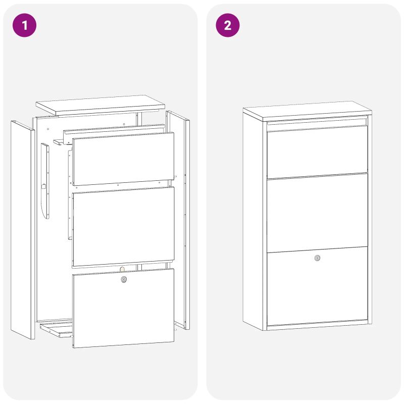 vidaXL Paku nodošanas kaste ar durvīm Balts 44 x 22 x 82 cm Tērauds