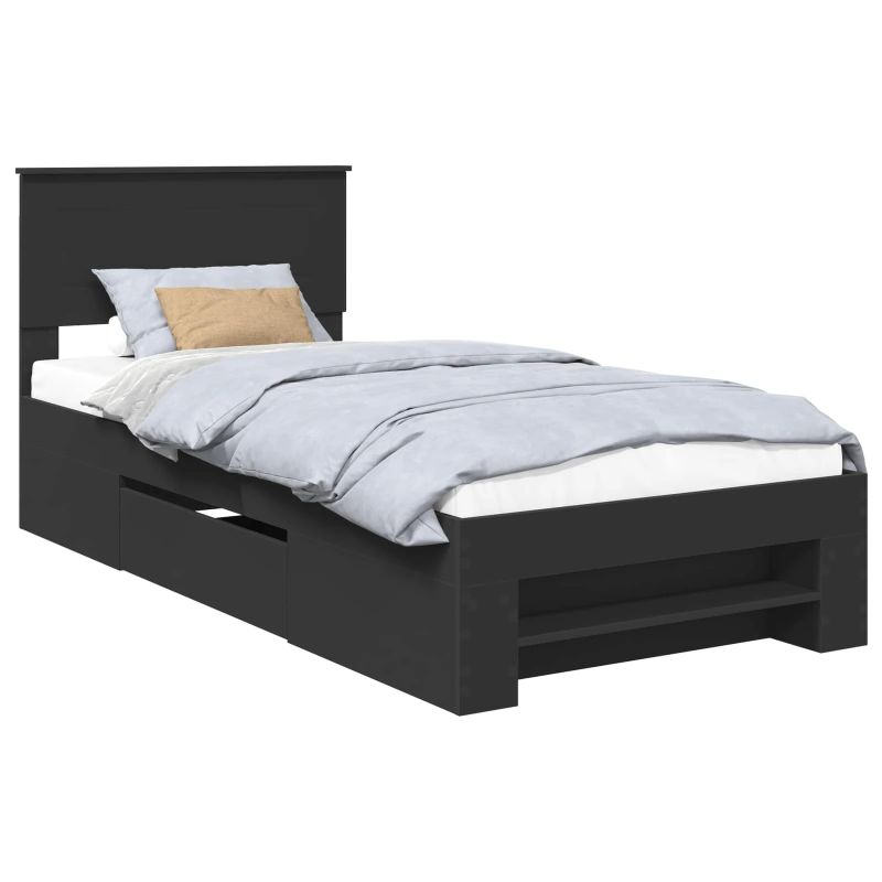 vidaXL Gultas rāmis Melna 80 x 200 cm Inženierijas koks