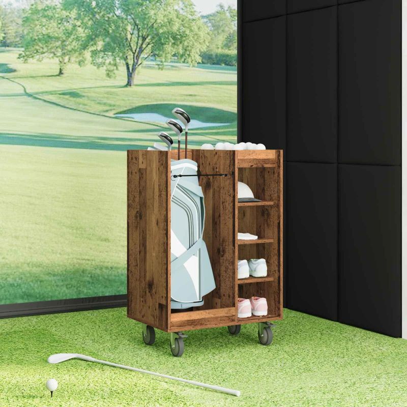 vidaXL Golfu skapis ar riteni Vienkrāsains Vecs koks 65 x 45 x 98 cm