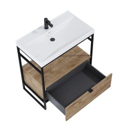 Vannitoakapp valamuga Masterjero Indus 168738, tamm v.-must v., 47.6 cm x 80 cm x 81 cm