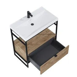 Vannitoakapp valamuga Masterjero Indus 168738, tamm v.-must v., 47.6 cm x 80 cm x 81 cm