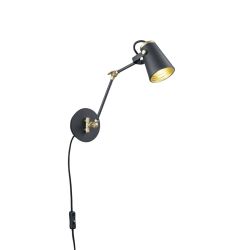 Lampa sienas edward e14 40w melna-zelta