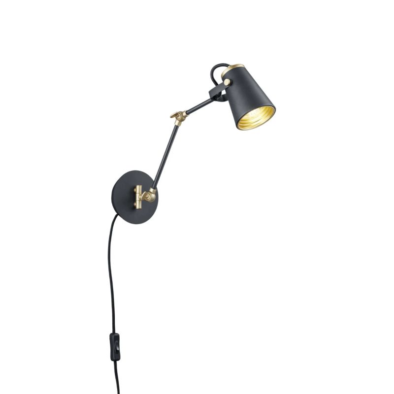 Lampa sienas edward e14 40w melna-zelta