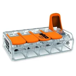 Vadu savienojums Wago 221-615-3, 5 x 0,5-6 mm², 41 A, oranža krās., 3 gab.