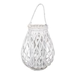 Laterna vītola ar stikla glāzi 17-31x40cm, balta