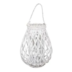 Laterna vītola ar stikla glāzi 17-31x40cm, balta