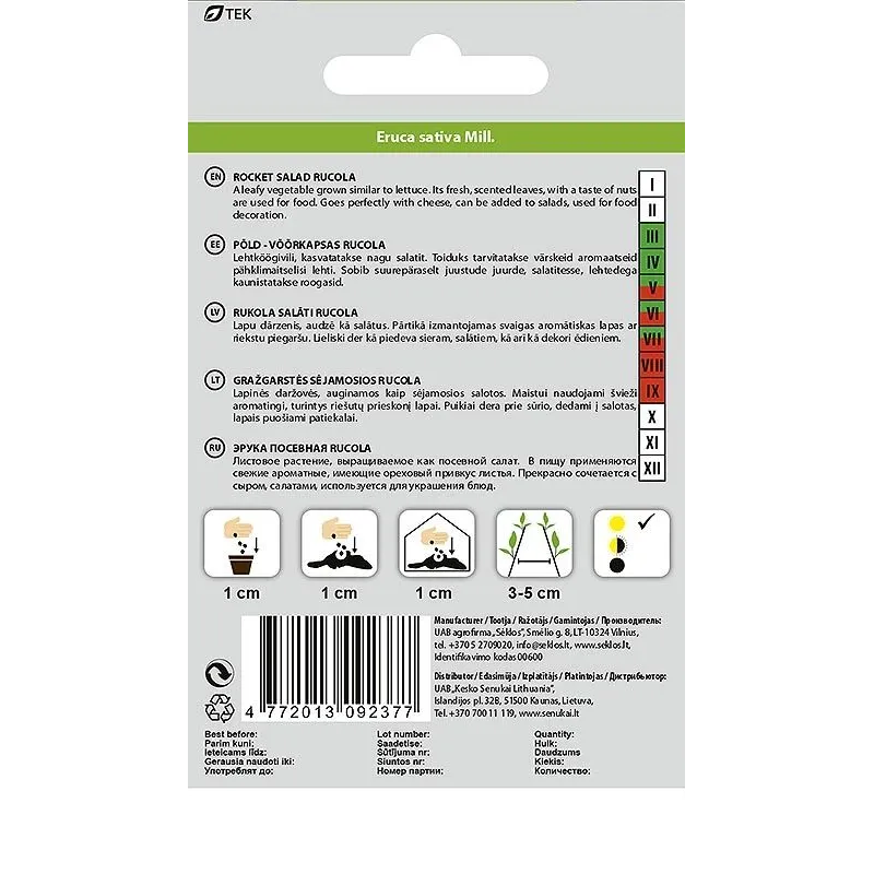 Sēklas Okko, rukola Rucola, 1 g
