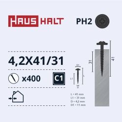 Skrūve pašgriez 4,2x41-31 met-met,400,
