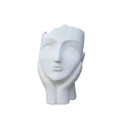 Dekoratyvinis vazonas Veidas LT34633, 27 cm x 21 cm x 34.5 cm, balta sp.