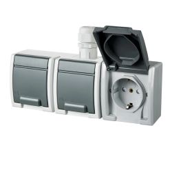 Kontaktligzda ar vāc.3-v.v-a ip65 pelēka