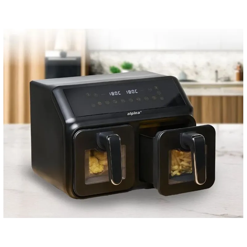 Aerogrils Alpina DUO, melna, 2200 W, 8 l