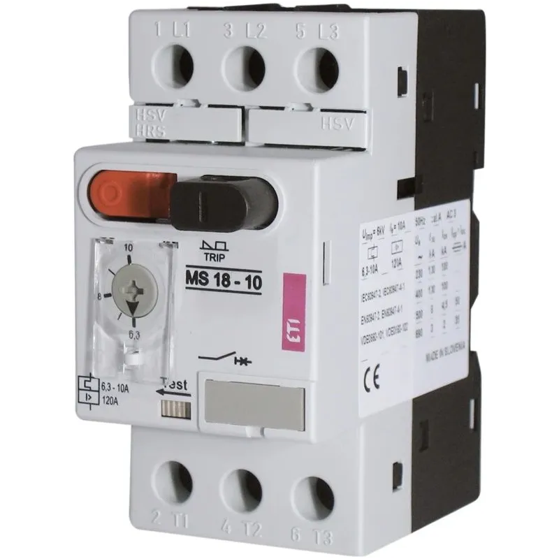 Dzinēja starteris ETI MS18, 3 - 4 kW, 6.3 - 10 A