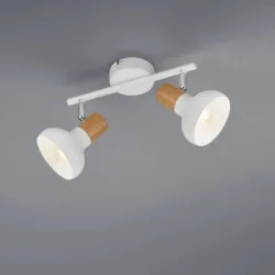 Spotlampa latika 2xe14 matēti balta-koka