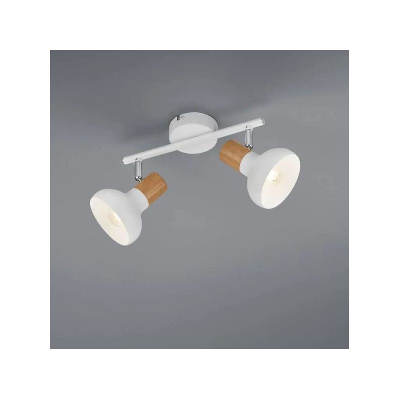 Spotlampa latika 2xe14 matēti balta-koka