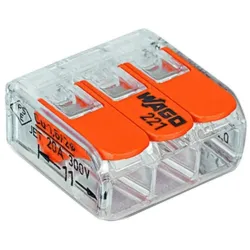 Клеммная колодка Wago 221-413, 3 x 0,2–4 mm², 32 а, oранжевый цв., 20 шт.