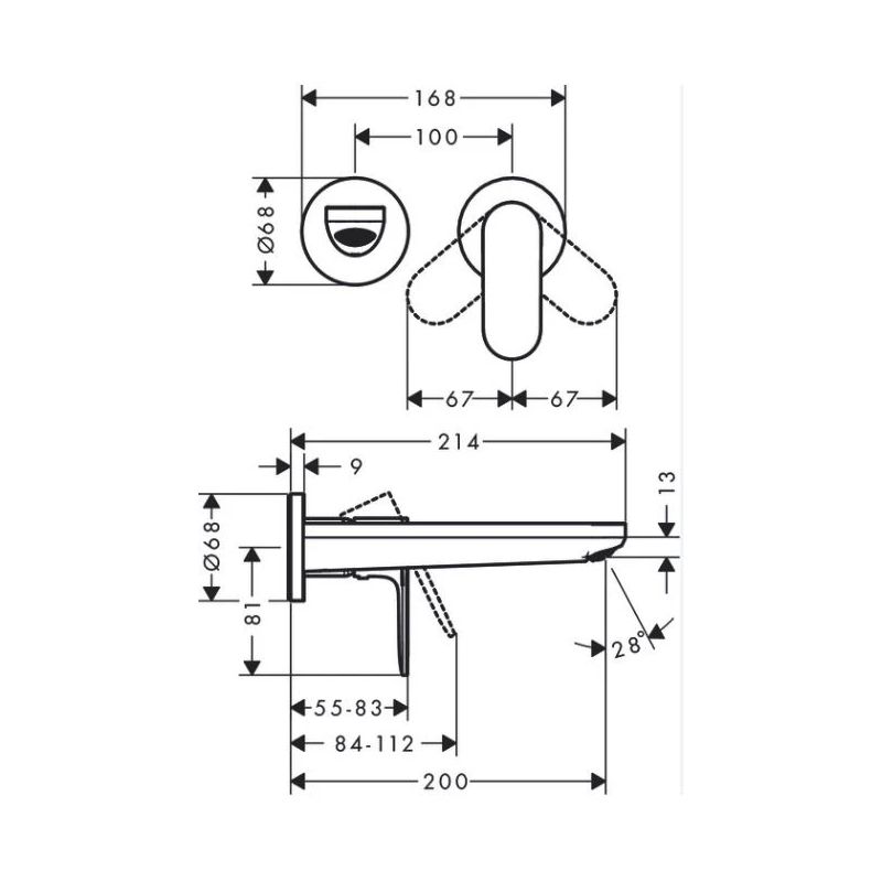 Apslēptais izlietnes maisītājs Hansgrohe Rebris S 72528000, hroma krās.