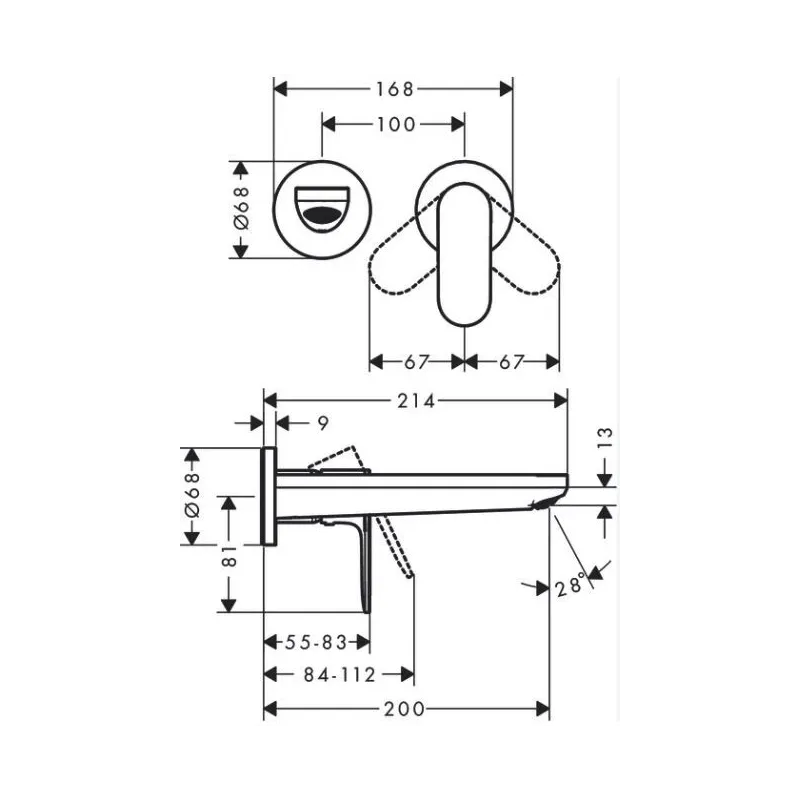 Apslēptais izlietnes maisītājs Hansgrohe Rebris S 72528000, hroma krās.
