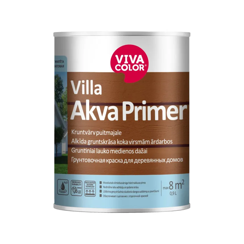 Krāsas gruntēšanai akrila Vivacolor Villa Akva Primer AP, balta, 0.9 l