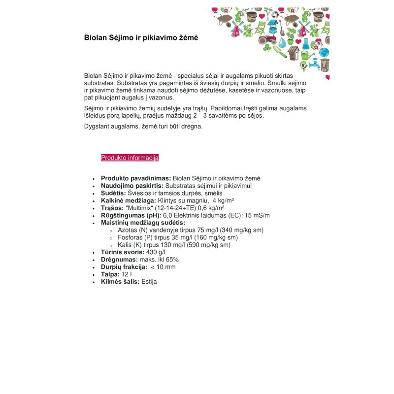 Augsne sēšanai un piķēšanai 12 l