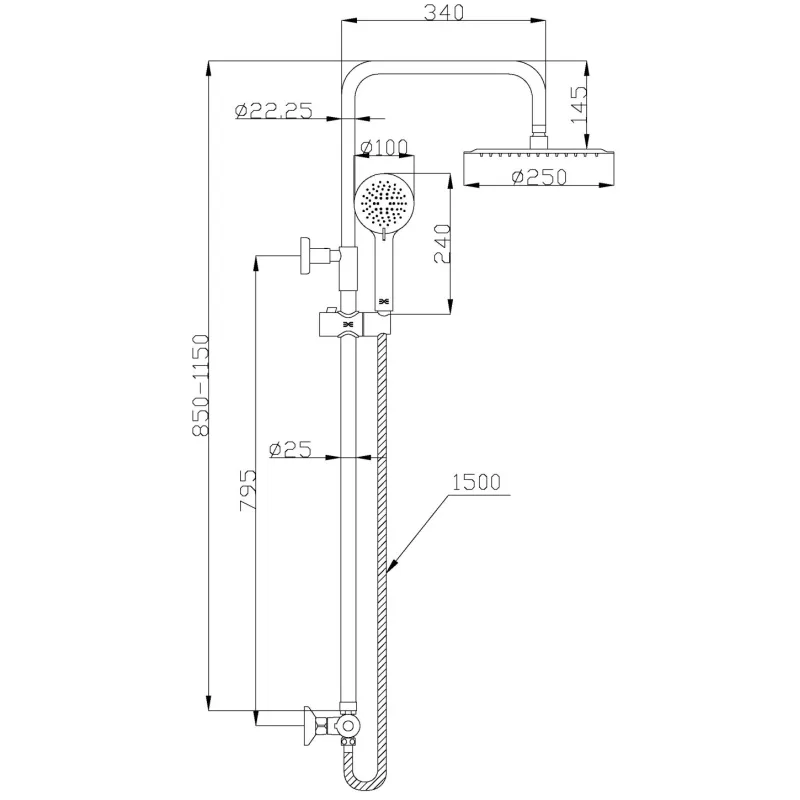 Dušas komplekts Invena Imola EXE AU-11-001-Q, hroma krās.