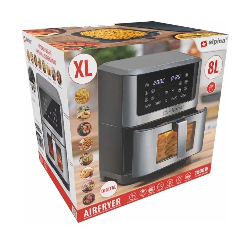 Karšto oro gruzdintuvė Alpina XXL, 1800 W, 8 l