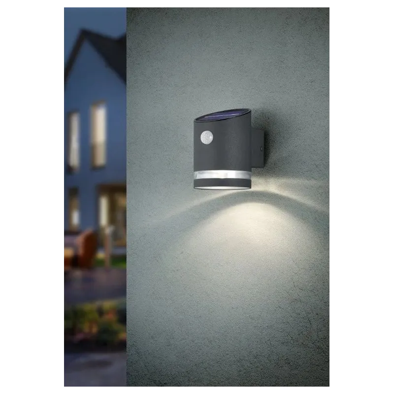 Sienas gaismeklis ar saules bateriju Reality Salta, 3W, IP44, antracīta krās.