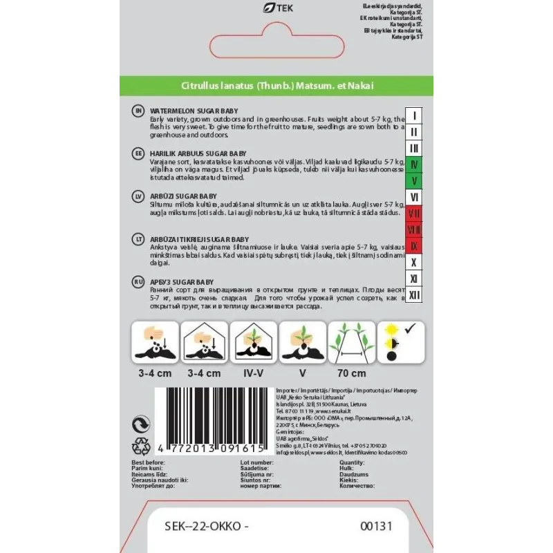 Sēklas Okko, arbūzi Sugar Baby, 0.5 g