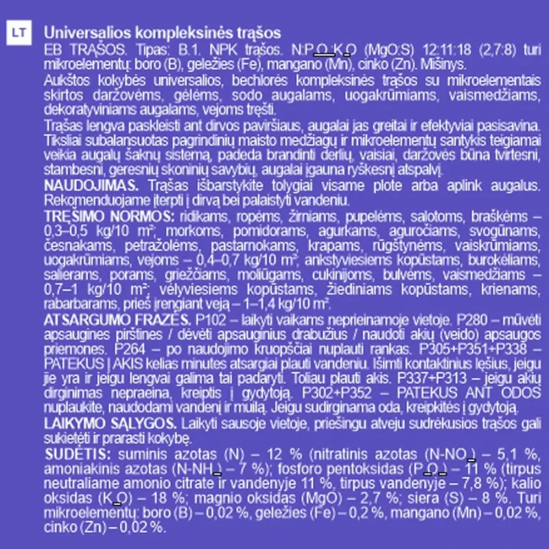 Mēslojums universāls Garden Center, lielam apjomam, 2 kg