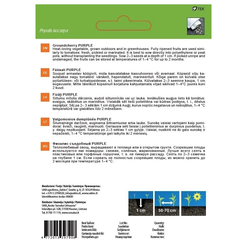 Sēklas Garden Center, sugas PURPLE, 0.2 g