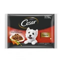 Mitrā barība ,konservi, suņiem Cesar, liellopa gaļa-vistas gaļa Mix C048201, 0.1 kg x 4 gab.