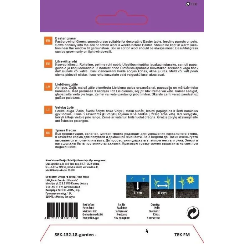 Sēklas Garden Center kviešu zelmenis, 6 g