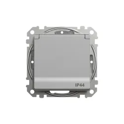 Kontaktligzda Schneider Electric Sedna Design SDD213023, Iezemēta rozete, IP44, sudraba krās.