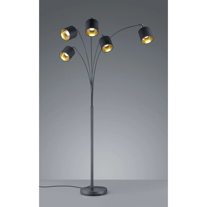 Stāvlampa tommy 2m 5xe14 melna-zelta