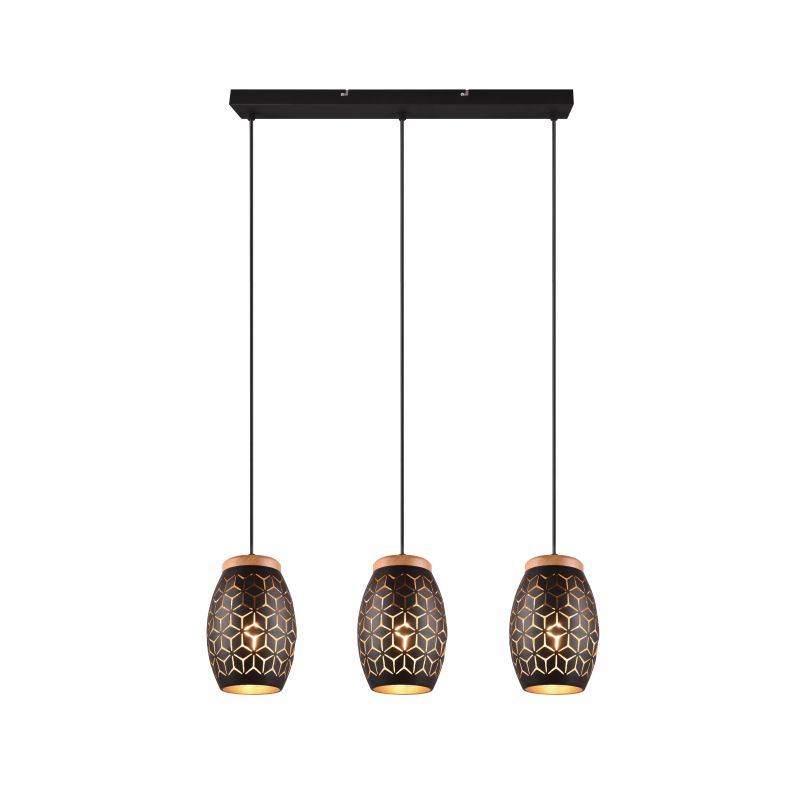 Lampa griestu bidar 3xe27 melna-zelt