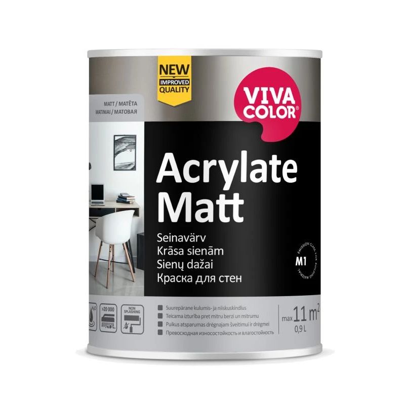 Krāsa sienām acrylate matt a 0,9l