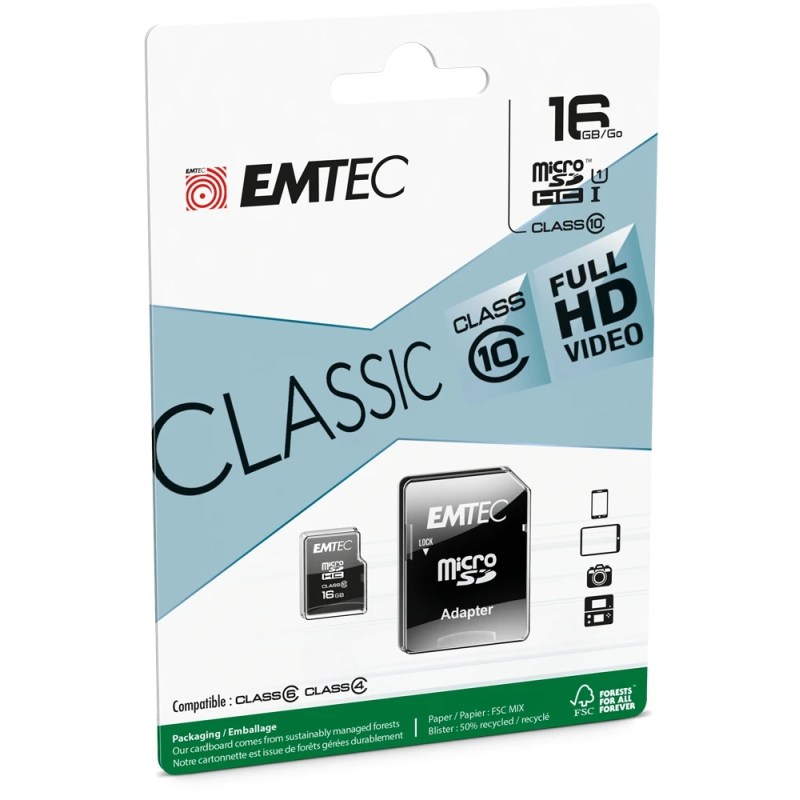 Emtec MicroSDHC 16GB Class10 Classic