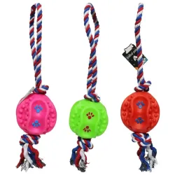 Rotaļlieta gumijas Bumbiņa ar virvi 11cm, mix