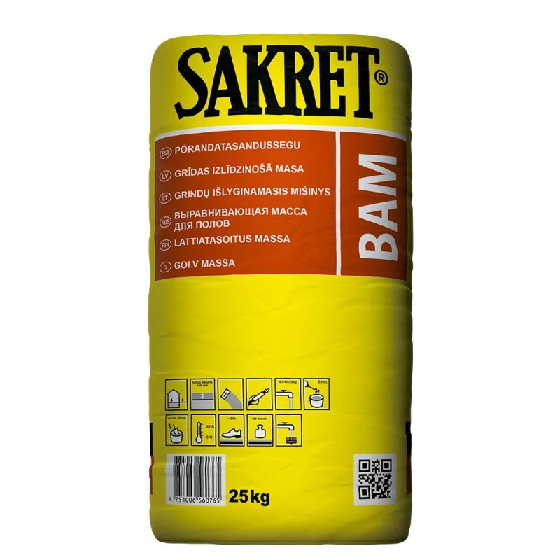 Līdzinātājs grīdu sakret bam 3-40mm 25kg